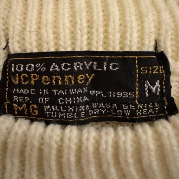 Vintage JCPenney Fair Isle Nordic Ski Sweater Cream Mens Medium 70s 80s - Picture 7 of 10